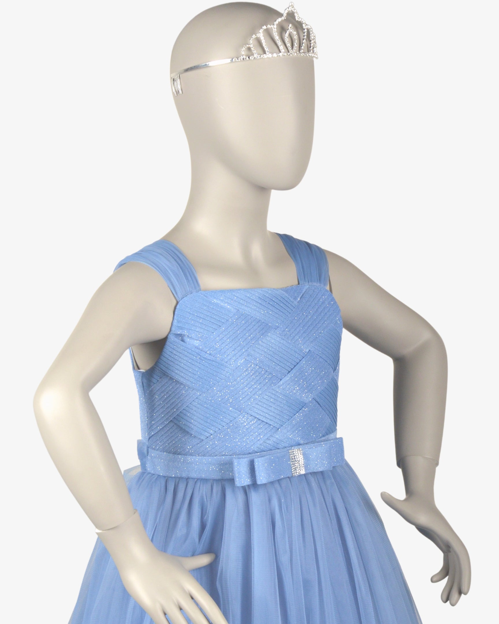 Azure Bella Dress girls party frock side profile — Little Giants