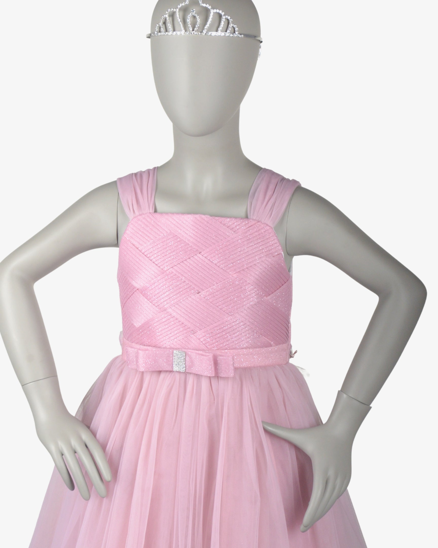 Baby Pink Bella Dress girls party frock front view — Little Giants