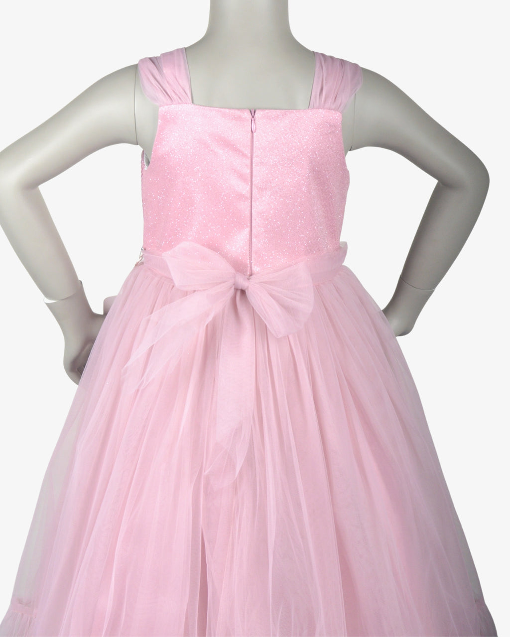 Baby Pink Bella Dress girls party frock fabric detail — Little Giants