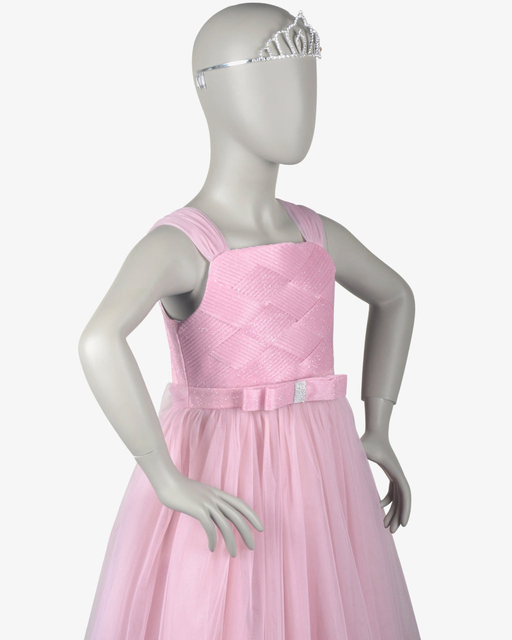Baby Pink Bella Dress girls party frock side profile — Little Giants