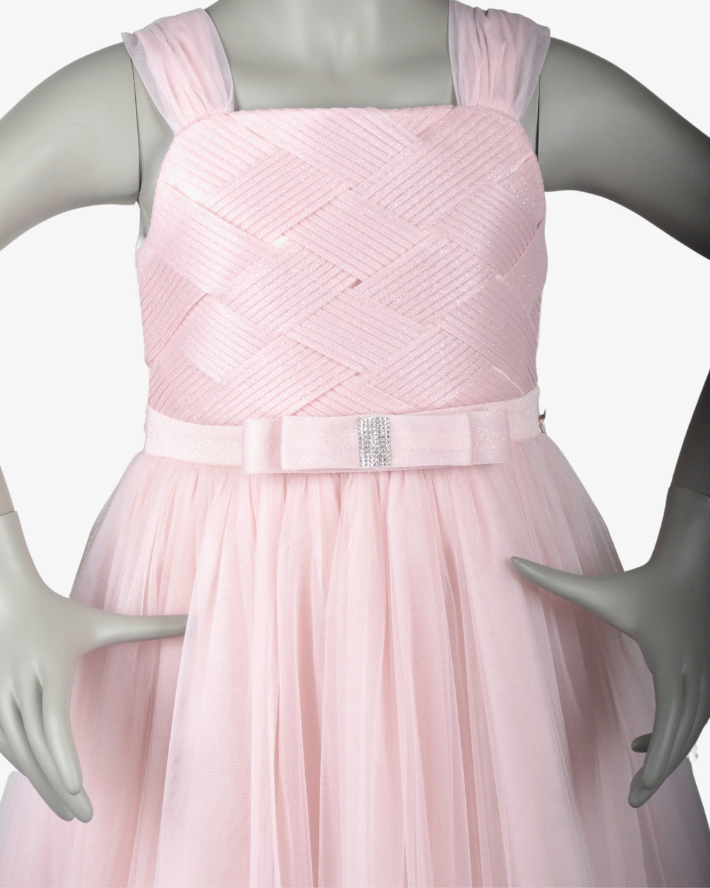 Pale Pink Bella Dress girls party frock side profile — Little Giants
