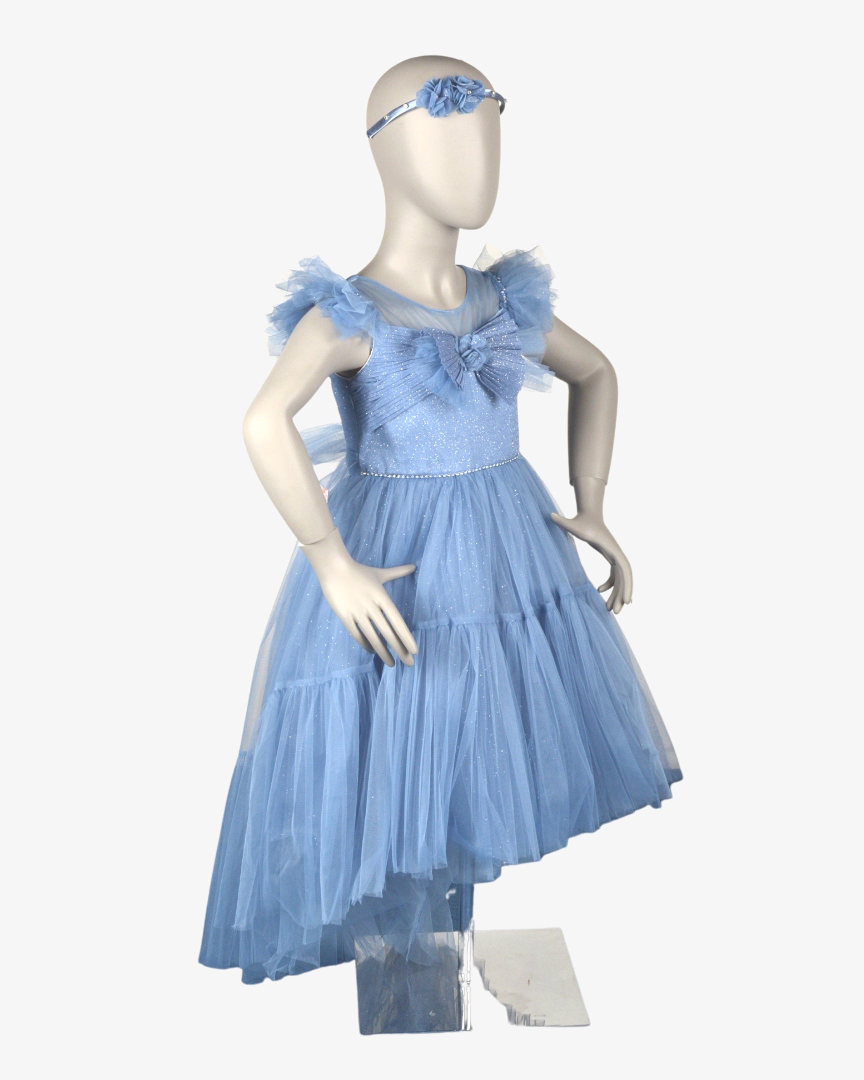 BABY BLUE FLORAL TAIL DRESS