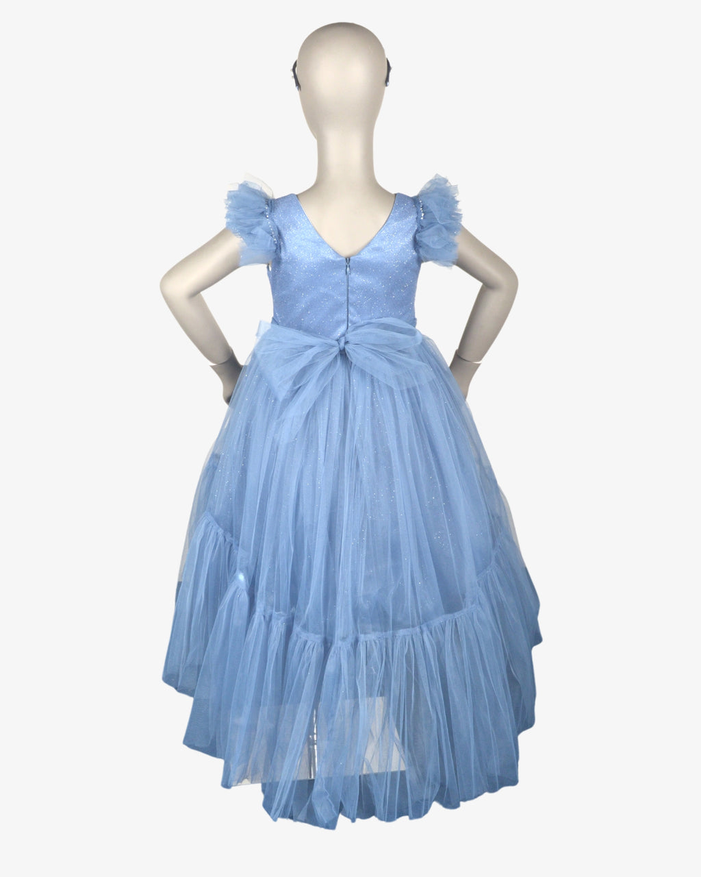 Baby Blue Floral Tail Dress for Girls — Frocks for Girls | Little Giants