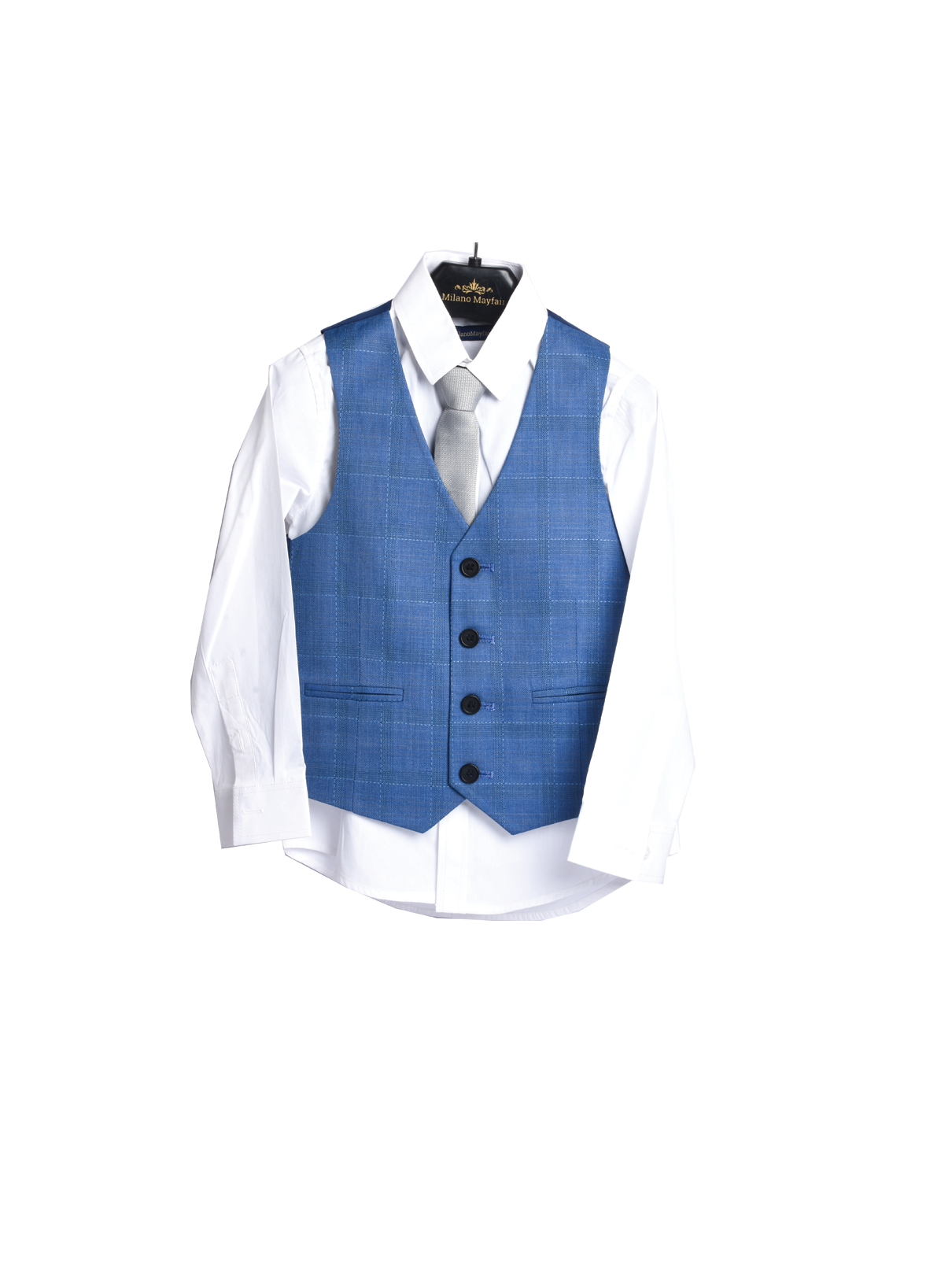 Sky Blue Check 5-Piece Suit for Boys — Formal Wear for Boys — View 2 | Little Giants