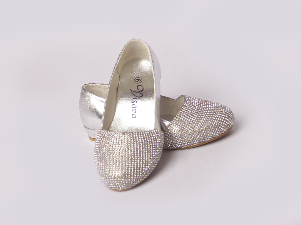 Silver Sparkle Shoe girls shoe toe detail — Little Giants