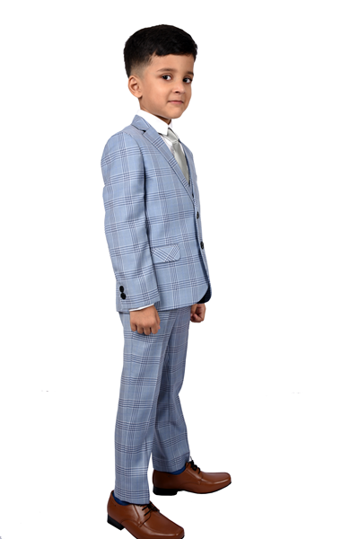 Light Blue Check 5-Piece Suit for Boys — Formal Wear for Boys — View 6 | Little Giants