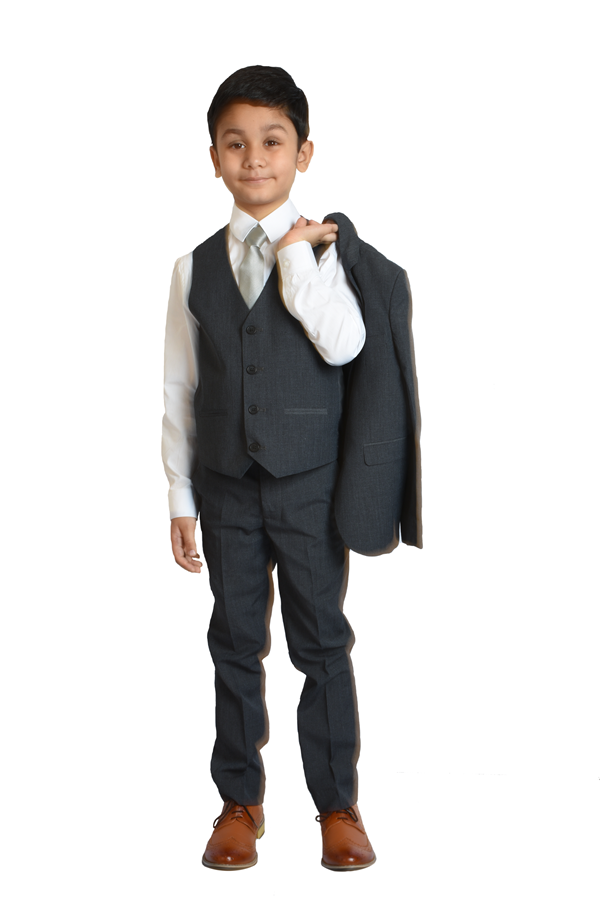 Grey Textured 5-Piece Suit for Boys — Formal Wear for Boys — View 6 | Little Giants