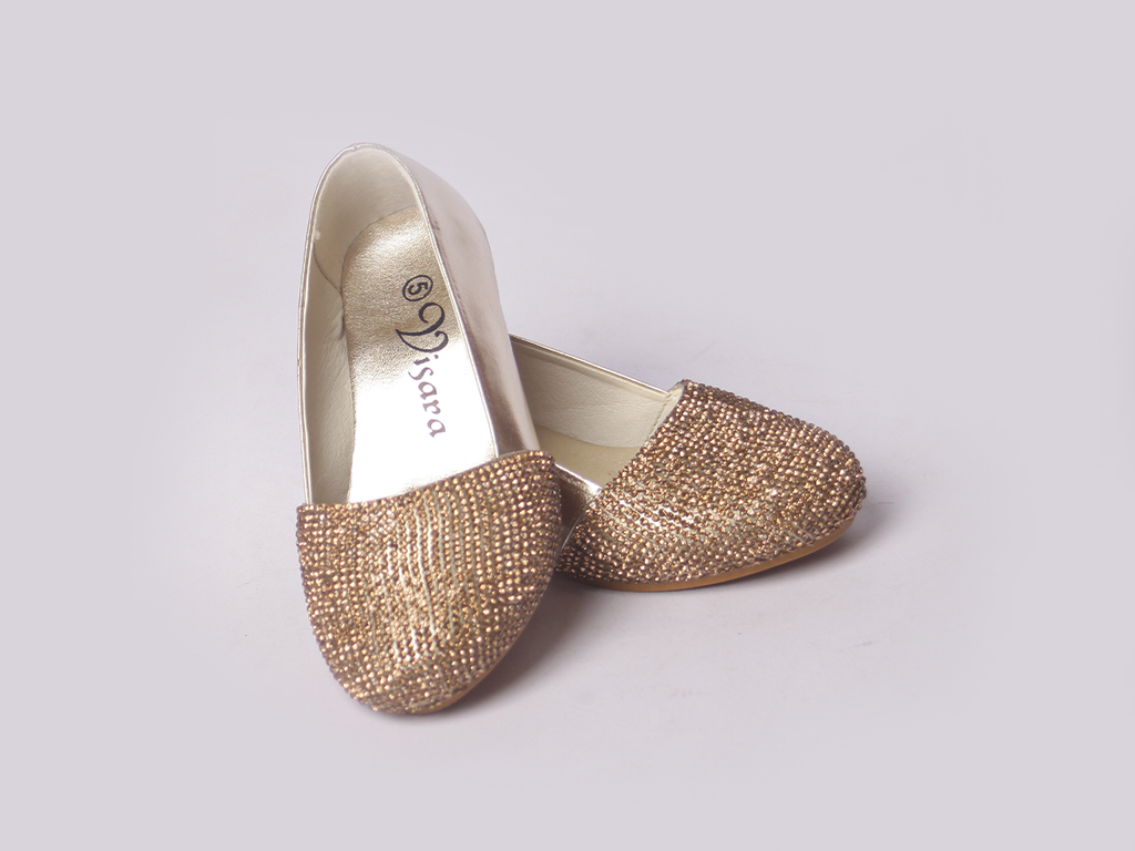 Golden Sparkle Shoe girls shoe toe detail — Little Giants