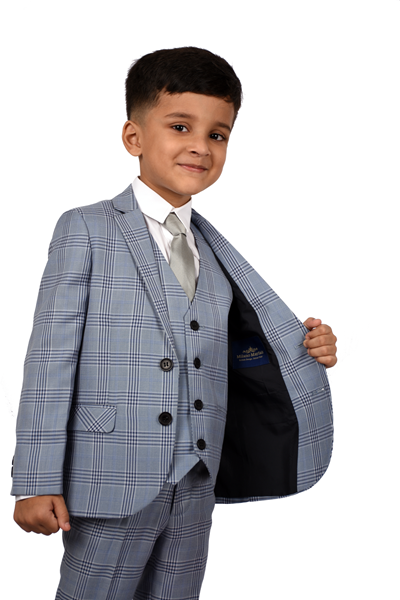Light Blue Check 5-Piece Suit for Boys — Formal Wear for Boys — View 7 | Little Giants
