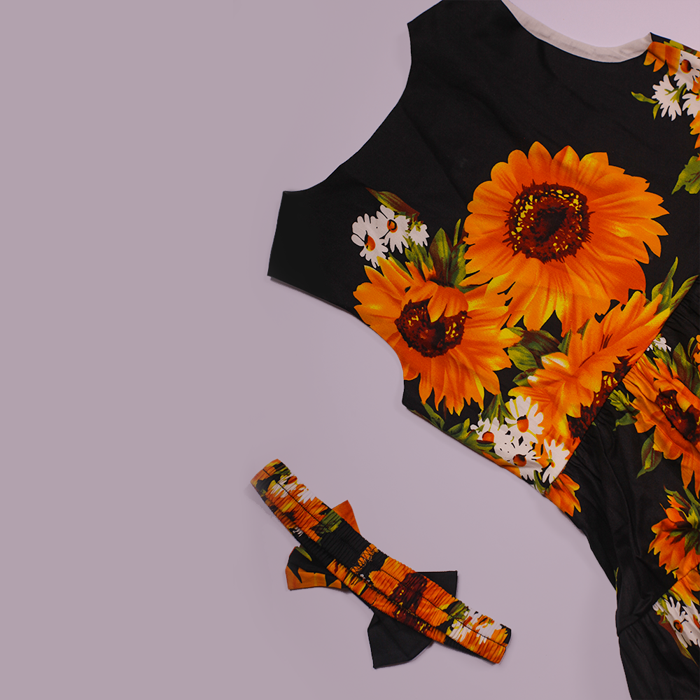 Black Sunflower Casual Frock girls casual frock full length — Little Giants