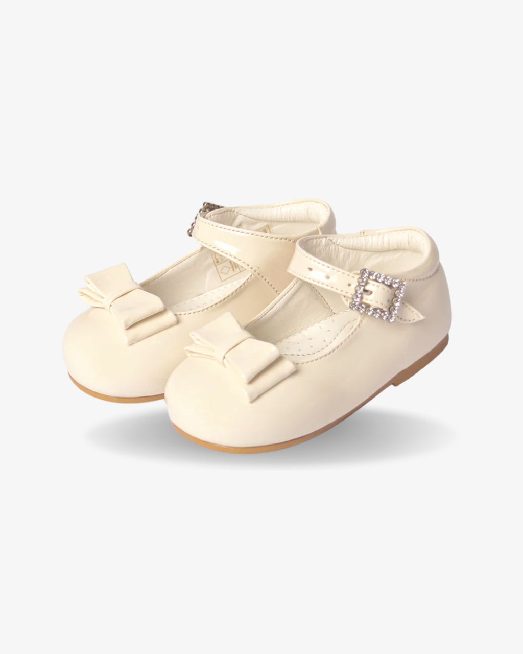 Cream Bow Shoe girls shoe side profile — Little Giants