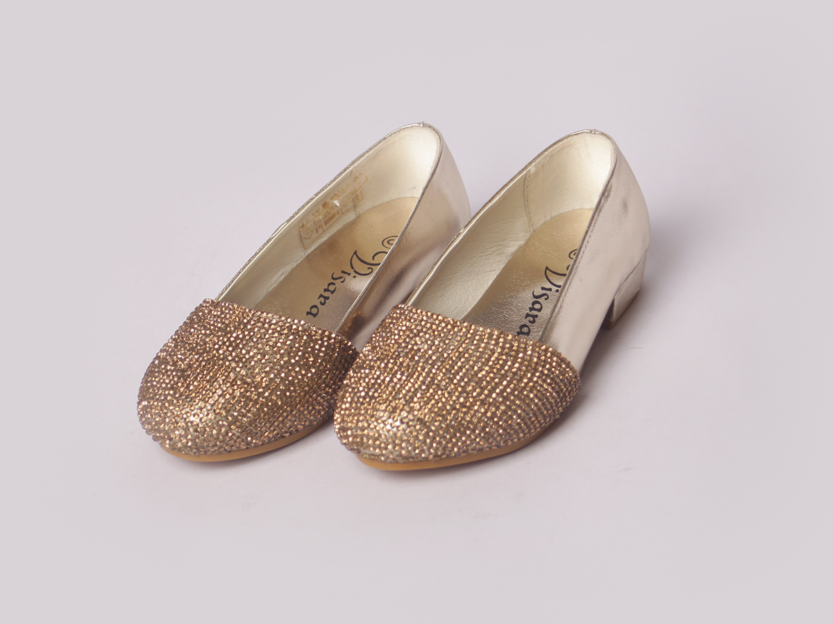 Golden Sparkle Shoe girls shoe side profile — Little Giants