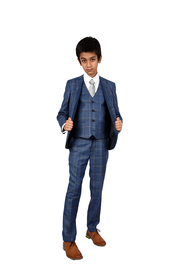 BLUE & BROWN CHECK SUIT