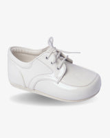 Boys classic white leather oxford shoe — front view
