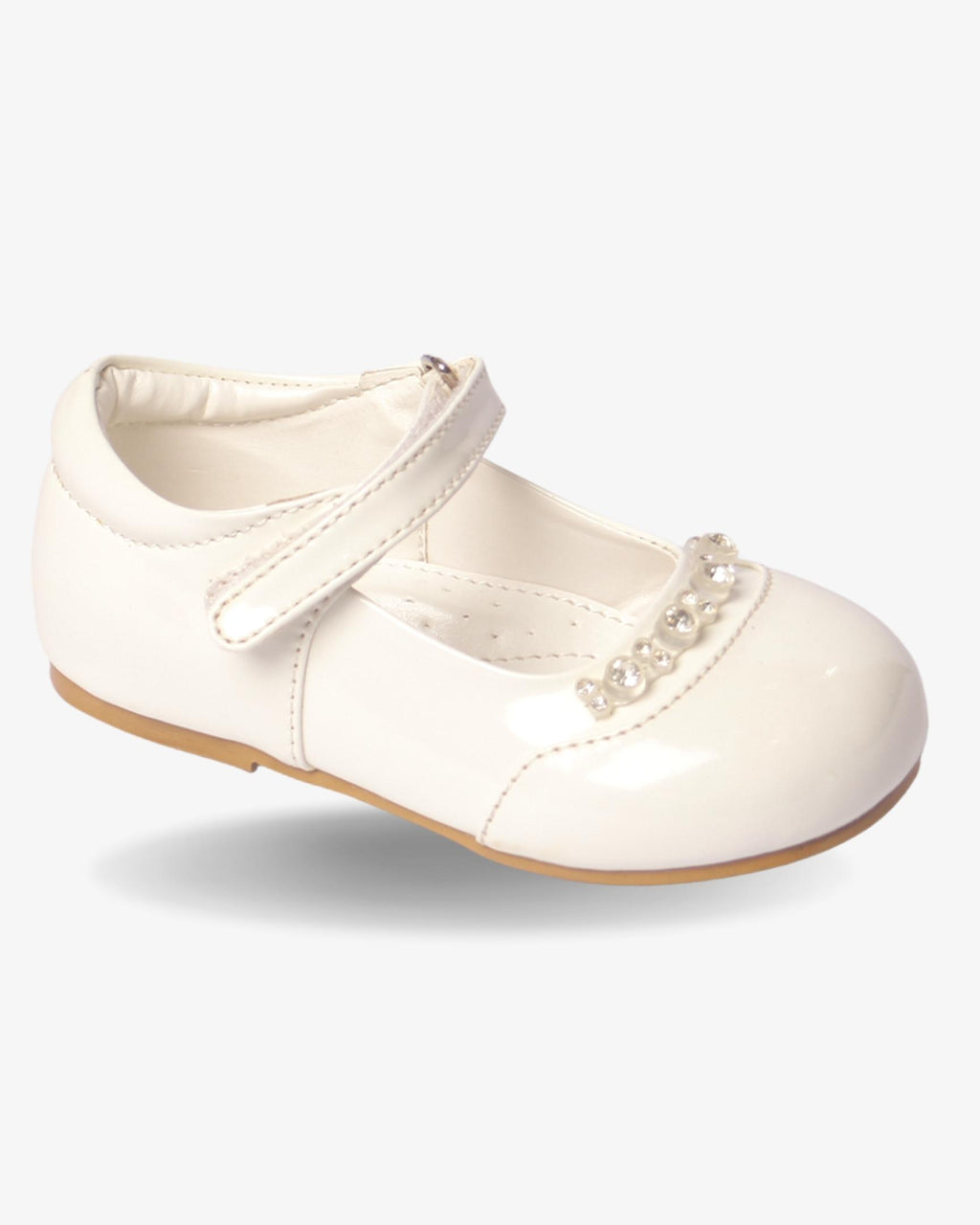 White Diamond Embellished Shoe girls shoe front view — Little Giants