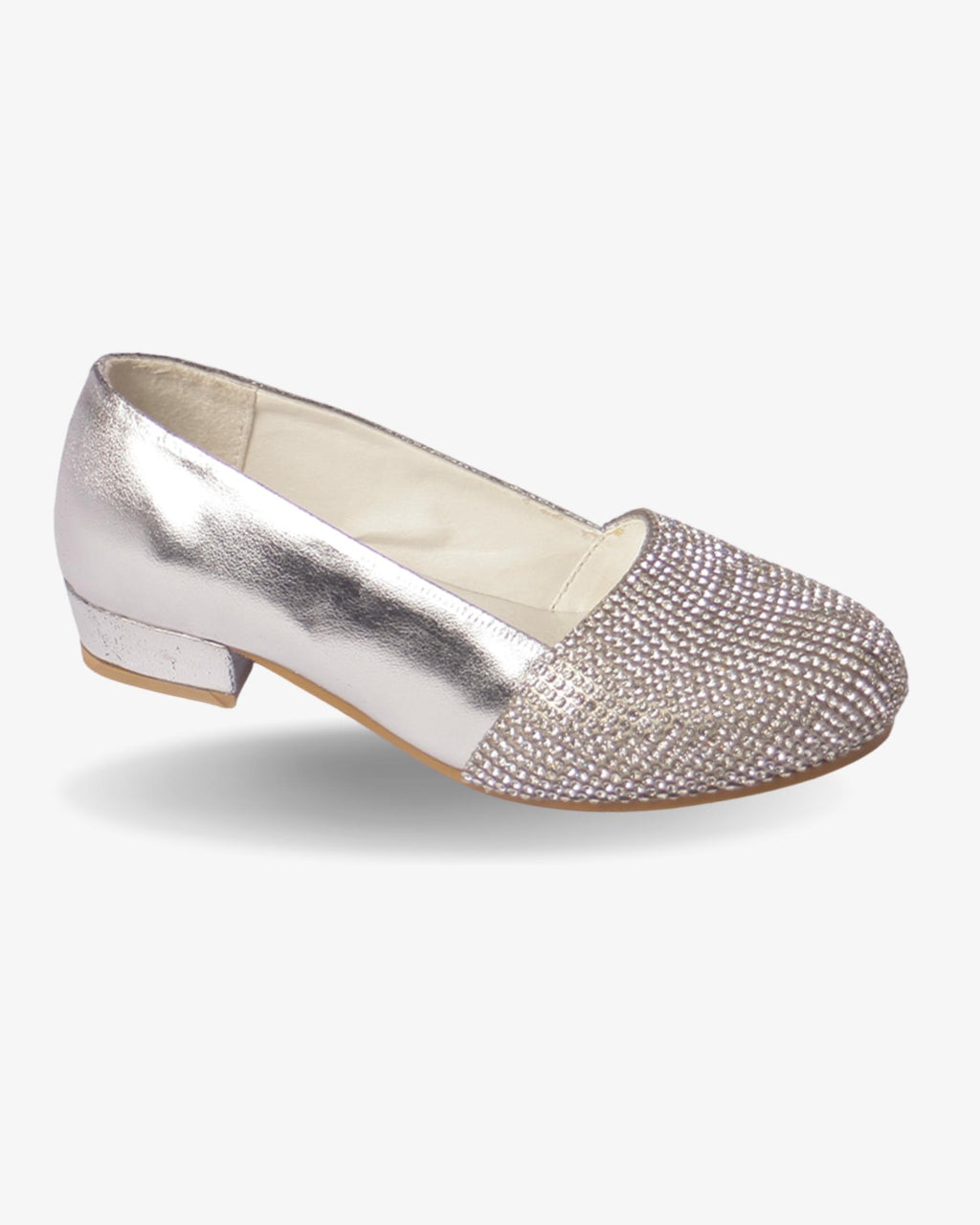 Silver Sparkle Shoe girls shoe front view — Little Giants