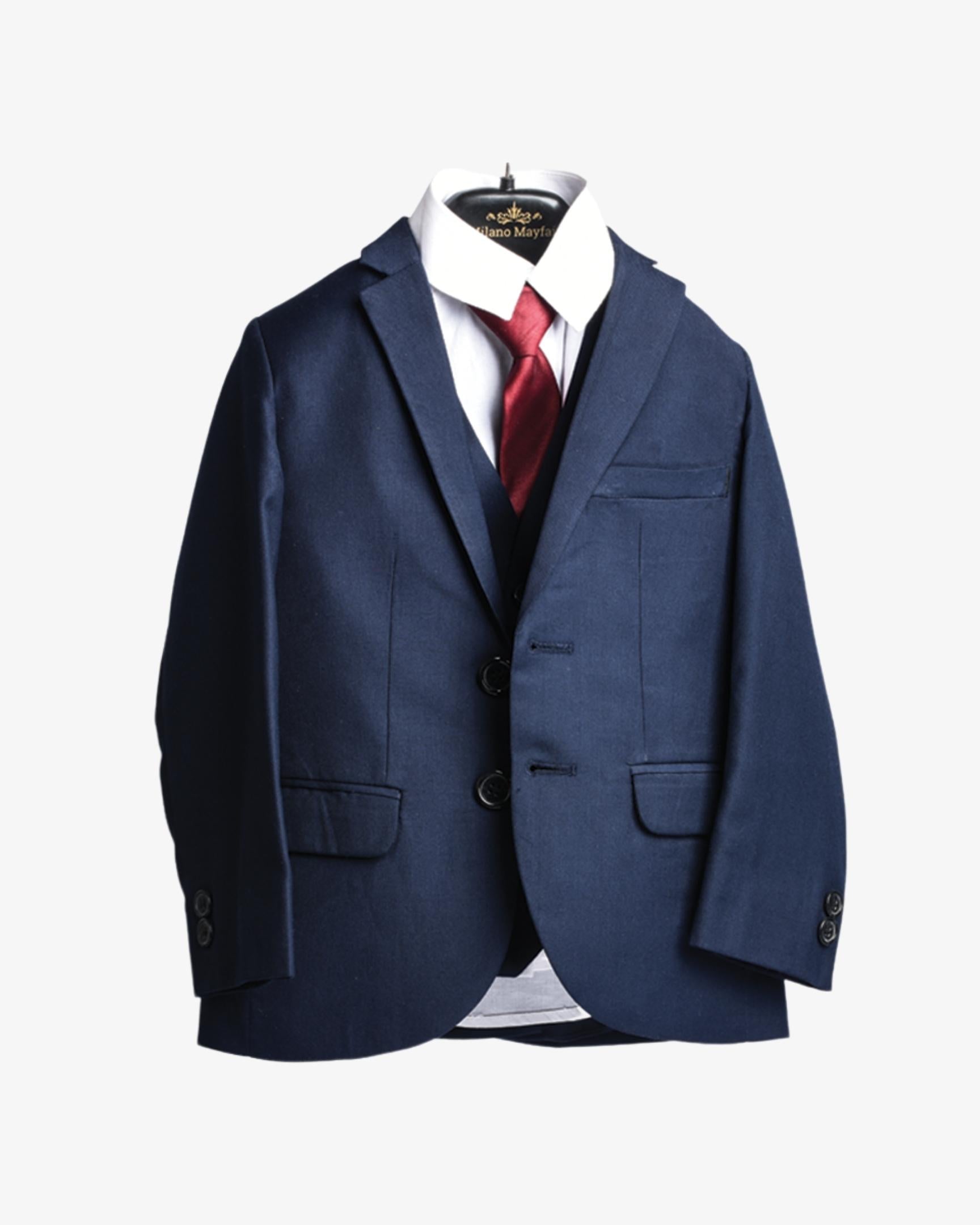 Royal Blue Plain 5-Piece Suit for Boys — Formal Wear for Boys | Little Giants