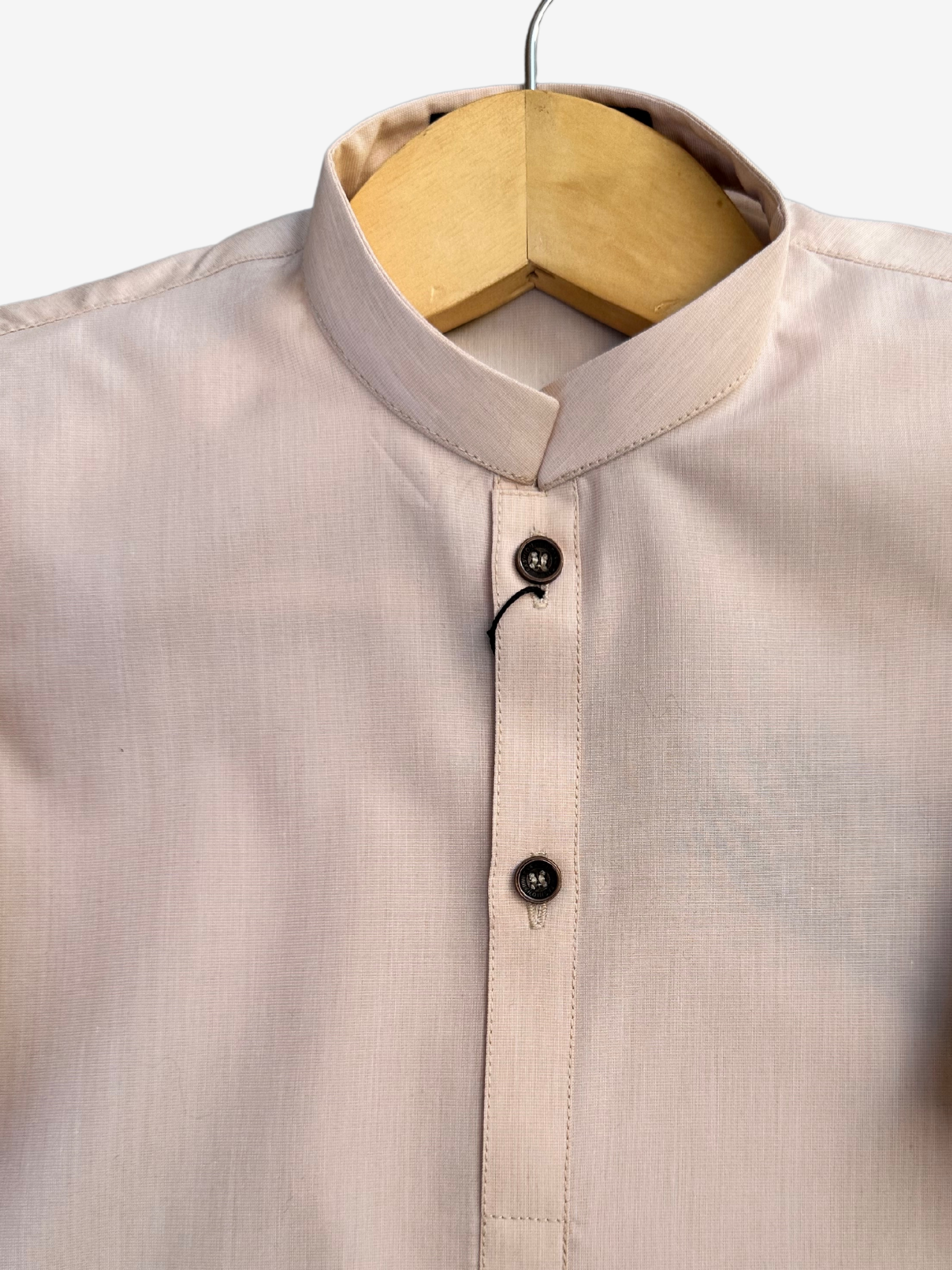 Boys blush pink minimalist kurta soft tone — Eid styling